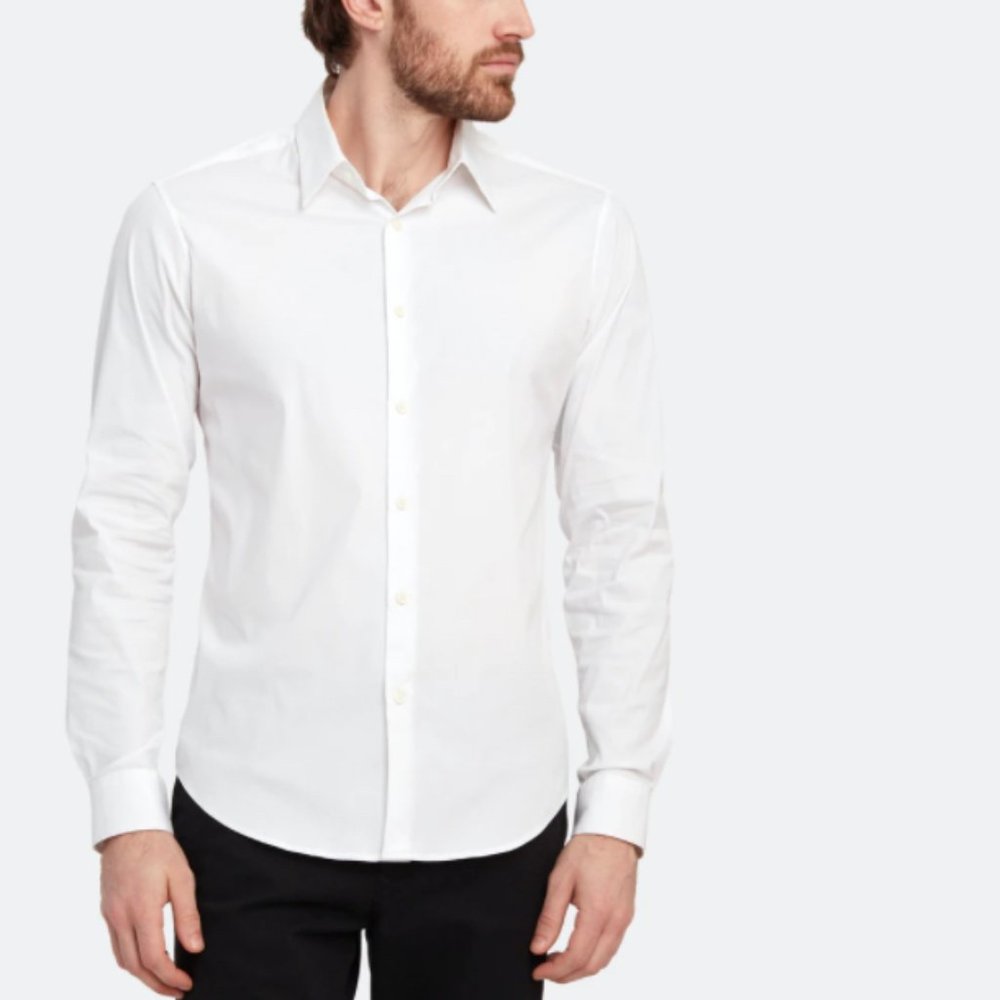 Theory White Long Sleeve Button Down